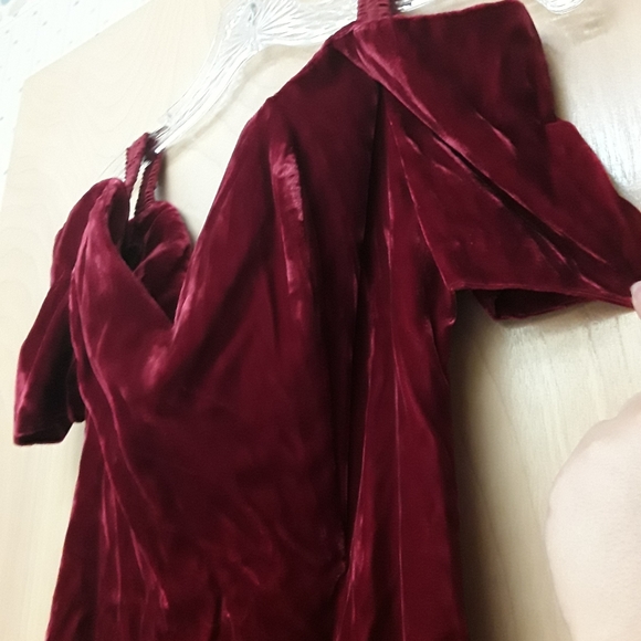 Vintage Red Velvet Flapper Dress S - Picture 2 of 6
